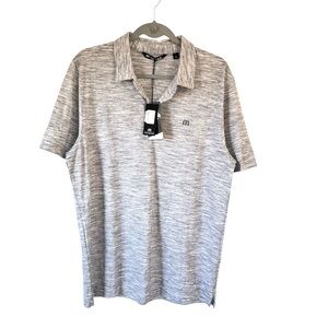 Travis Mathew Polo Shirt Mens L White Grey Heathered Flying Tortilla Golf NWT